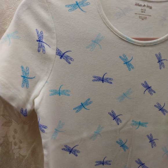 Size Small (4/6) ladies White Stag white/blue/purple dragonfly short sleeve top - Picture 4 of 8